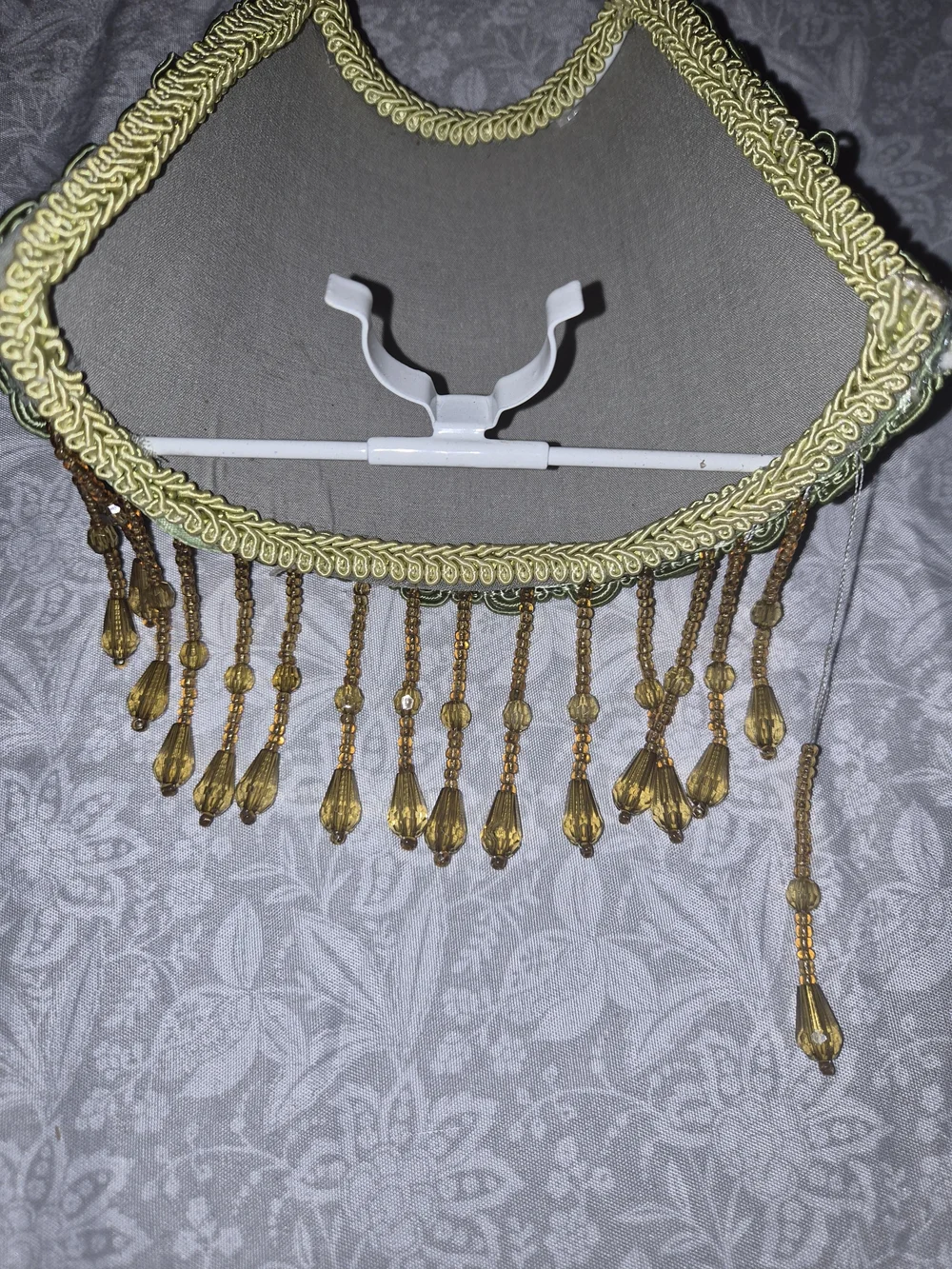 Decorative Olive Green and Tan Beaded Mini Lamp Shades - Home Accents Set Of 2